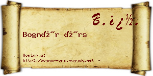 Bognár Örs névjegykártya